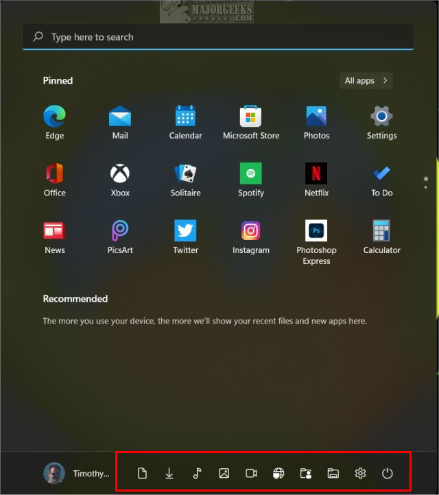 How To Add Or Remove Folders Next To The Start Menu Power Button In 